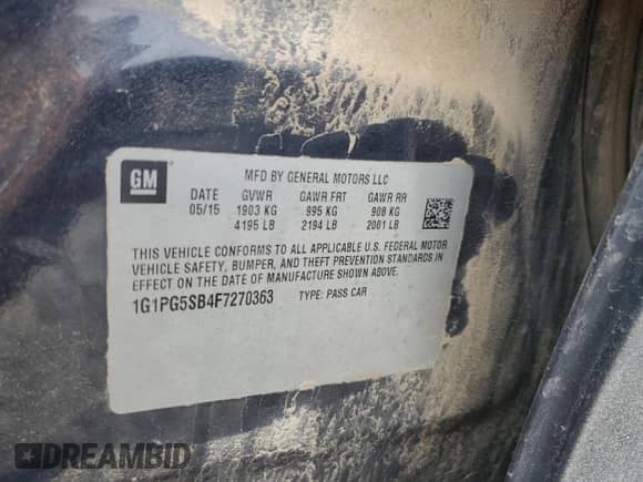 2015 Chevrolet Cruze LTZ с VIN 1G1PG5SB4F7270363, выставлен на аукционе Copart как лот 62300705 с пробегом 152 321 миль миль и Чистый • Clean title. История ставок и продаж доступна на DreamBid. Изображение 12.