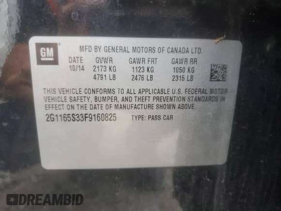 2015 Chevrolet Impala LTZ with VIN 2G1165S33F9160825, listed as a Copart auction lot 81244475 with 174,725 mi miles and Clean title. Bid and sale history available at DreamBid. Image 13.