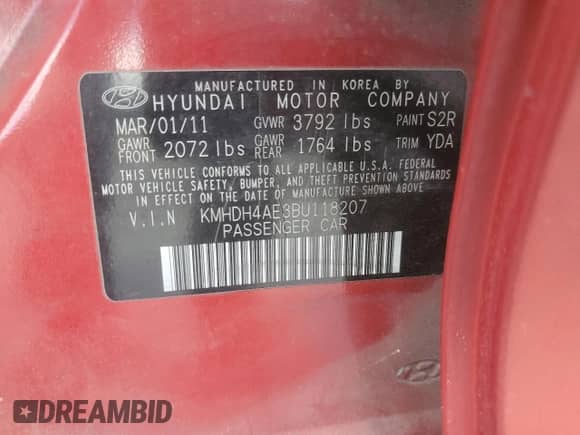 2011 Hyundai Elantra GLS z VIN KMHDH4AE3BU118207, wystawiony jako Copart lot #87442315 z przebiegiem 140 080 mil mil oraz Szkoda całkowita • Salvage title. Historia ofert i sprzedaży dostępna na DreamBid. Obrazek 12.