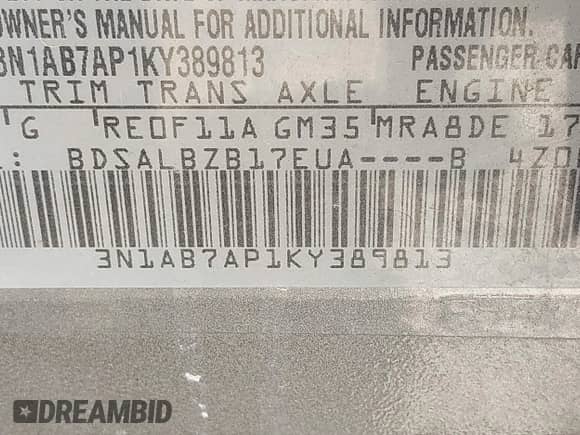 2019 Nissan Sentra S z VIN 3N1AB7AP1KY389813, wystawiony jako IAAI lot #43367022 z przebiegiem 96 119 mil mil oraz . Historia ofert i sprzedaży dostępna na DreamBid. Obrazek 9.