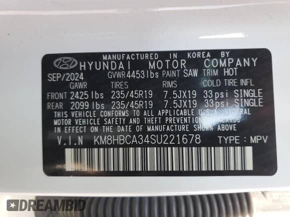 2025 Hyundai Kona N Line S with VIN KM8HBCA34SU221678, listed as a Copart auction lot 63374915 with 3,317 mi miles and Salvage title. Bid and sale history available at DreamBid. Image 13.