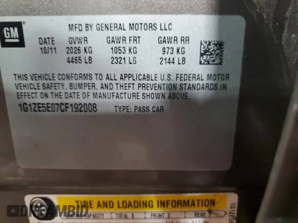 2012 Chevrolet Malibu LTZ 1LZ with VIN 1G1ZE5E07CF192008, listed as a Copart auction lot 65925105 with 194,712 mi miles and Salvage title. Bid and sale history available at DreamBid. Image 12.