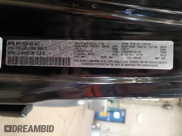 2022 Jeep Wrangler Unlimited Rubicon 392 с VIN 1C4JJXSJ1NW194011, выставлен на аукционе Copart как лот 56765885 с пробегом 23 140 миль миль и Списание • Salvage title. История ставок и продаж доступна на DreamBid. Изображение 14.