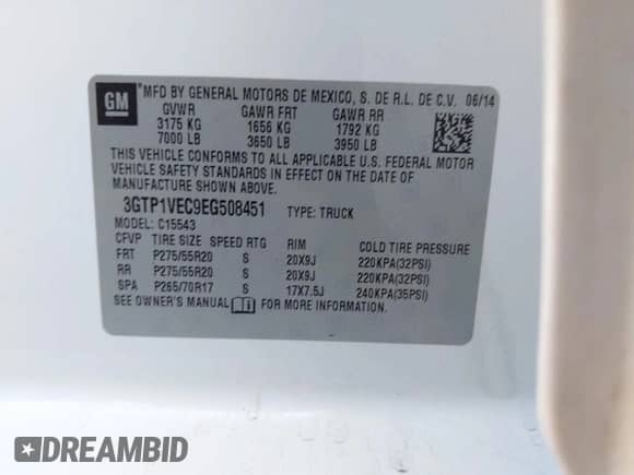 2014 GMC Sierra 1500 SLT с VIN 3GTP1VEC9EG508451, выставлен на аукционе IAAI как лот 42736723 с пробегом 83 501 миль миль и . История ставок и продаж доступна на DreamBid. Изображение 9.