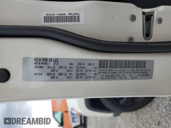 2020 Jeep Compass Altitude с VIN 3C4NJCBB4LT147531, выставлен на аукционе Copart как лот 82232885 с пробегом 64 469 миль миль и Списание • Salvage title. История ставок и продаж доступна на DreamBid. Изображение 13.