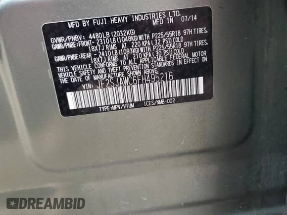 2015 Subaru Forester Touring with VIN JF2SJAWC6FH495216, listed as a Copart auction lot 81966165 with 59,173 mi miles and Salvage title. Bid and sale history available at DreamBid. Image 13.