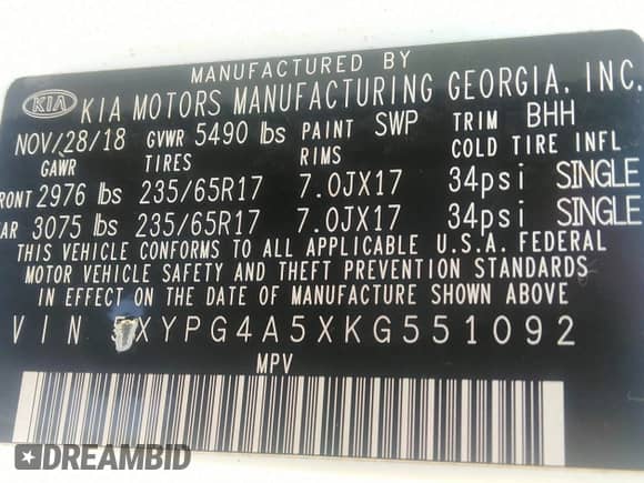 2019 Kia Sorento LX with VIN 5XYPG4A5XKG551092, listed as a IAAI auction lot 43081820 with 119,891 mi miles and . Bid and sale history available at DreamBid. Image 9.