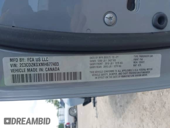 2021 Dodge Challenger GT с VIN 2C3CDZKGXMH677403, выставлен на аукционе IAAI как лот 42473409 с пробегом 34 734 миль миль и . История ставок и продаж доступна на DreamBid. Изображение 9.