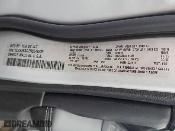 2024 Jeep Grand Cherokee Altitude z VIN 1C4RJKAG2R8549239, wystawiony jako Copart lot #81673105 z przebiegiem 51 726 mil mil oraz Szkoda całkowita • Salvage title. Historia ofert i sprzedaży dostępna na DreamBid. Obrazek 14.