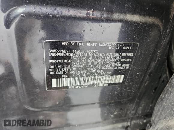 2014 Subaru Forester Touring with VIN JF2SJAPC2EH504023, listed as a Copart auction lot 67115945 with 218,794 mi miles and Salvage title. Bid and sale history available at DreamBid. Image 12.