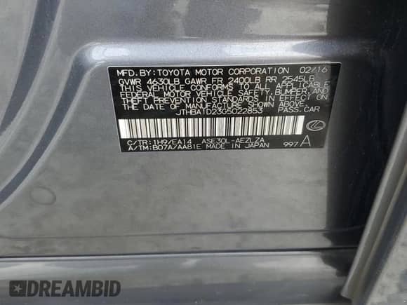 2016 Lexus IS 200t с VIN JTHBA1D23G5022853, выставлен на аукционе Copart как лот 81981775 с пробегом 124 275 миль миль и Списание • Salvage title. История ставок и продаж доступна на DreamBid. Изображение 12.