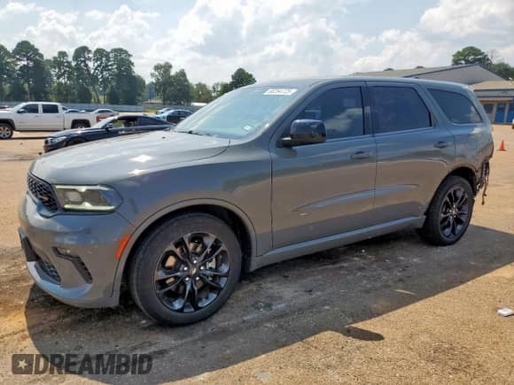 2021 Dodge Durango GT Plus with VIN 1C4RDHDG7MC749822, listed as a Copart auction lot 80264725 with 104,092 mi miles and Salvage title. Bid and sale history available at DreamBid. Image 1.