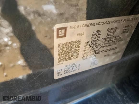 2018 Chevrolet Silverado 1500 LT z VIN 3GCUKREH7JG324428, wystawiony jako Copart lot #81501324 z przebiegiem 103 304 mil mil oraz Szkoda całkowita • Salvage title. Historia ofert i sprzedaży dostępna na DreamBid. Obrazek 14.