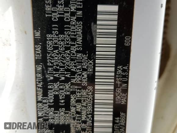 2008 Toyota Tundra z VIN 5TFDV54198X056458, wystawiony jako Copart lot #70442855 z przebiegiem 179 429 mil mil oraz Szkoda całkowita • Salvage title. Historia ofert i sprzedaży dostępna na DreamBid. Obrazek 12.