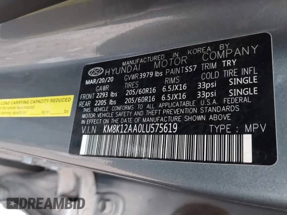 2020 Hyundai Kona SE с VIN KM8K12AA0LU575619, выставлен на аукционе IAAI как лот 42459174 с пробегом 67 370 миль миль и . История ставок и продаж доступна на DreamBid. Изображение 9.