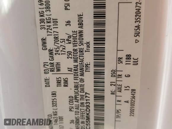 2021 Ford F-150 XLT z VIN 1FTEX1C55MKD93177, wystawiony jako Copart lot #55267915 z przebiegiem Nie podano mil oraz Szkoda całkowita • Salvage title. Historia ofert i sprzedaży dostępna na DreamBid. Obrazek 13.