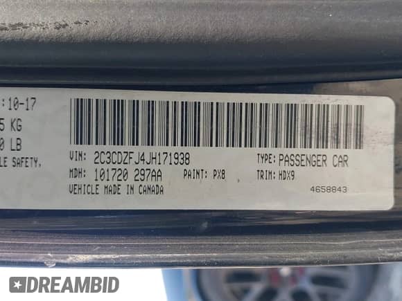 2018 Dodge Challenger R/T Scat Pack z VIN 2C3CDZFJ4JH171938, wystawiony jako IAAI lot #42018894 z przebiegiem 48 392 mil mil oraz . Historia ofert i sprzedaży dostępna na DreamBid. Obrazek 9.