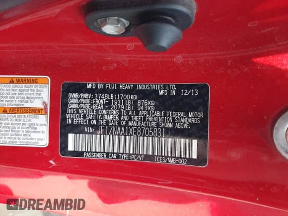 2014 Scion FR-S z VIN JF1ZNAA1XE8705831, wystawiony jako IAAI lot #42772501 z przebiegiem 220 586 mil mil oraz . Historia ofert i sprzedaży dostępna na DreamBid. Obrazek 9.