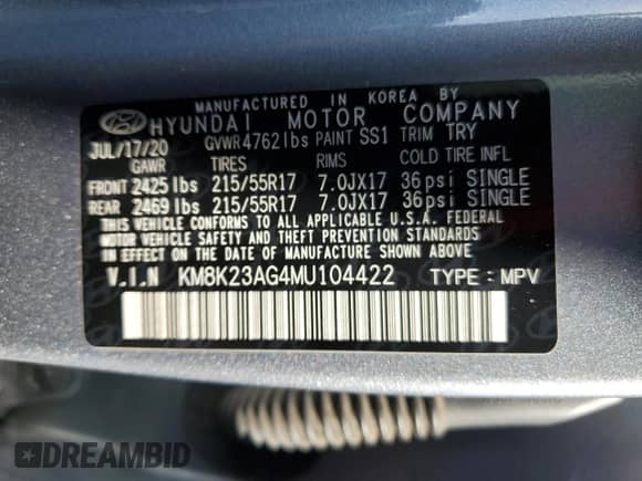 2021 Hyundai Kona SEL with VIN KM8K23AG4MU104422, listed as a Copart auction lot 71551835 with 40,908 mi miles and Salvage title. Bid and sale history available at DreamBid. Image 13.