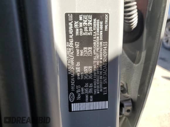 2024 Hyundai Santa Cruz SE с VIN 5NTJADAE1RH099433, выставлен на аукционе Copart как лот 71306724 с пробегом 9 137 миль миль и Списание • Salvage title. История ставок и продаж доступна на DreamBid. Изображение 12.