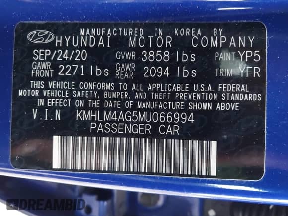 2021 Hyundai Elantra SEL с VIN KMHLM4AG5MU066994, выставлен на аукционе IAAI как лот 43304121 с пробегом 21 203 миль миль и . История ставок и продаж доступна на DreamBid. Изображение 9.