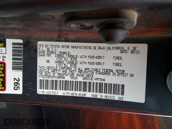2021 Toyota Tacoma SR5 с VIN 3TMDZ5BN2MM108586, выставлен на аукционе Copart как лот 84925984 с пробегом 112 793 миль миль и Списание • Salvage title. История ставок и продаж доступна на DreamBid. Изображение 15.