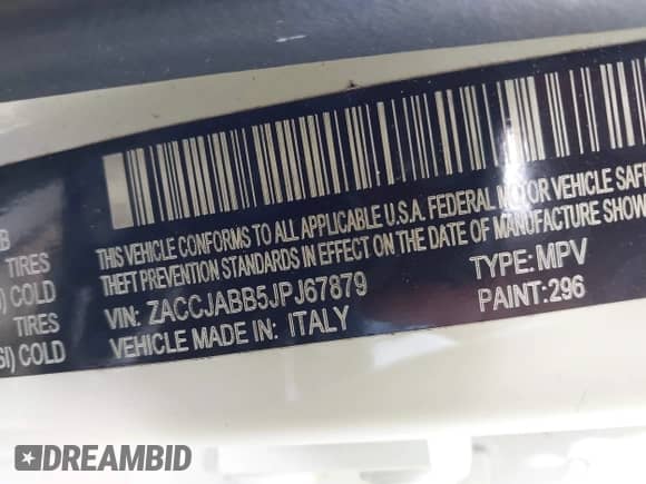 2018 Jeep Renegade Latitude with VIN ZACCJABB5JPJ67879, listed as a IAAI auction lot 42754749 with 114,217 mi miles and . Bid and sale history available at DreamBid. Image 9.