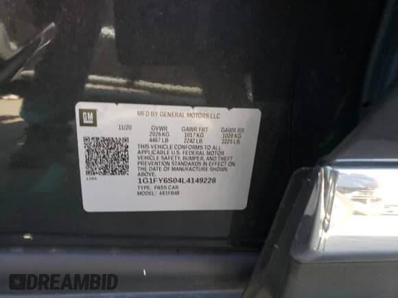 2020 Chevrolet Bolt EV LT z VIN 1G1FY6S04L4149228, wystawiony jako Copart lot #69999603 z przebiegiem 35 678 mil mil oraz . Historia ofert i sprzedaży dostępna na DreamBid. Obrazek 12.