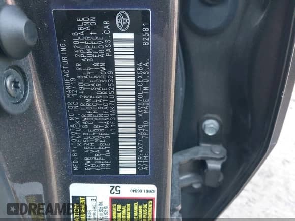 2020 Toyota Camry Hybrid XLE z VIN 4T1F31AK7LU525329, wystawiony jako IAAI lot #42515706 z przebiegiem 76 763 mil mil oraz . Historia ofert i sprzedaży dostępna na DreamBid. Obrazek 8.