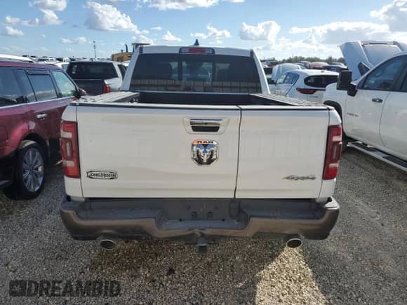 2020 Ram 1500 Longhorn with VIN 1C6SRFKM8LN323731, listed as a Copart auction lot 75118744 with Not provided miles and Salvage title. Bid and sale history available at DreamBid. Image 6.