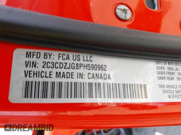 2023 Dodge Challenger GT с VIN 2C3CDZJG8PH590962, выставлен на аукционе IAAI как лот 43016573 с пробегом 14 801 миль миль и . История ставок и продаж доступна на DreamBid. Изображение 9.