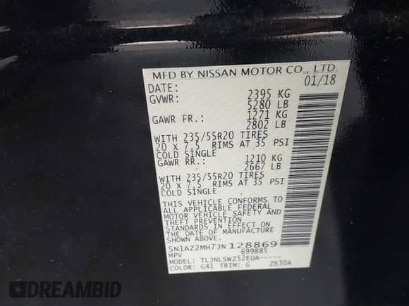 2018 Nissan Murano SV z VIN 5N1AZ2MH7JN128869, wystawiony jako IAAI lot #38634880 z przebiegiem 113 350 mil mil oraz . Historia ofert i sprzedaży dostępna na DreamBid. Obrazek 9.