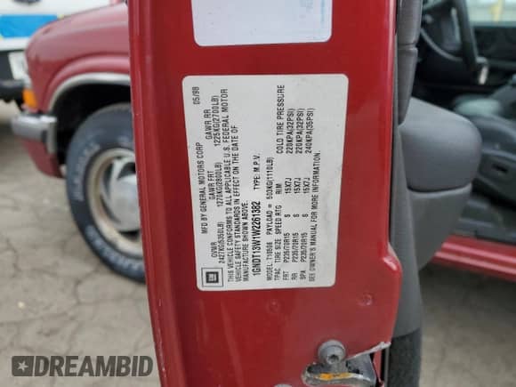 1998 Chevrolet Blazer LT z VIN 1GNDT13W1W2261382, wystawiony jako Copart lot #80436974 z przebiegiem 145 348 mil mil oraz Szkoda całkowita • Salvage title. Historia ofert i sprzedaży dostępna na DreamBid. Obrazek 13.