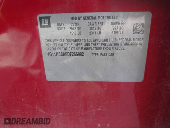 2013 Chevrolet Malibu LTZ с VIN 1G11H5SA5DF266982, выставлен на аукционе IAAI как лот 43116035 с пробегом 232 497 миль миль и . История ставок и продаж доступна на DreamBid. Изображение 9.