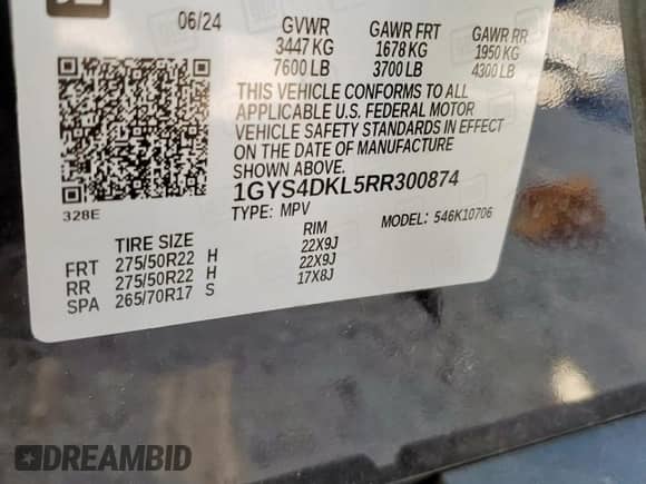 2024 Cadillac Escalade Premium Luxury Platinum z VIN 1GYS4DKL5RR300874, wystawiony jako Copart lot #59184085 z przebiegiem Nie podano mil oraz Szkoda całkowita • Salvage title. Historia ofert i sprzedaży dostępna na DreamBid. Obrazek 14.