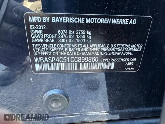 2012 BMW 5 Series 550i Gran Turismo xDrive с VIN WBASP4C51CC899860, выставлен на аукционе Copart как лот 89276795 с пробегом 71 055 миль миль и Чистый • Clean title. История ставок и продаж доступна на DreamBid. Изображение 10.
