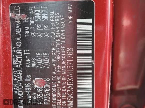 2010 Hyundai Santa Fe Limited with VIN 5NMSK3ABXAH371768, listed as a Copart auction lot 60420985 with 206,087 mi miles and Salvage title. Bid and sale history available at DreamBid. Image 13.