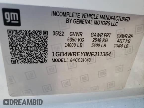 2022 Chevrolet Silverado 3500 с VIN 1GB4WREY8NF311364, выставлен на аукционе Copart как лот 59685564 с пробегом Не указан миль и На запчасти • Non repairable. История ставок и продаж доступна на DreamBid. Изображение 12.