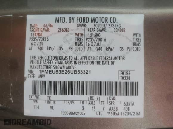2006 Ford Explorer XLT with VIN 1FMEU63E26UB53321, listed as a Copart auction lot 81518115 with 84,388 mi miles and Clean title. Bid and sale history available at DreamBid. Image 13.