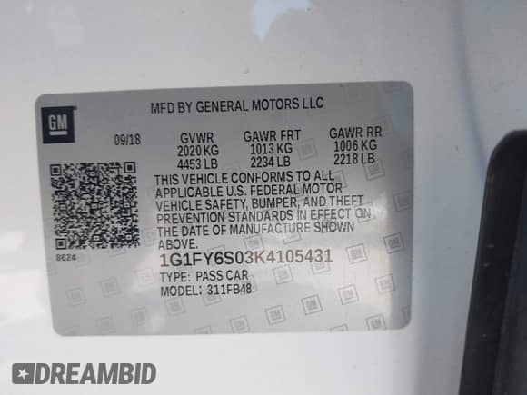 2019 Chevrolet Bolt EV LT с VIN 1G1FY6S03K4105431, выставлен на аукционе IAAI как лот 42839678 с пробегом 20 909 миль миль и . История ставок и продаж доступна на DreamBid. Изображение 9.