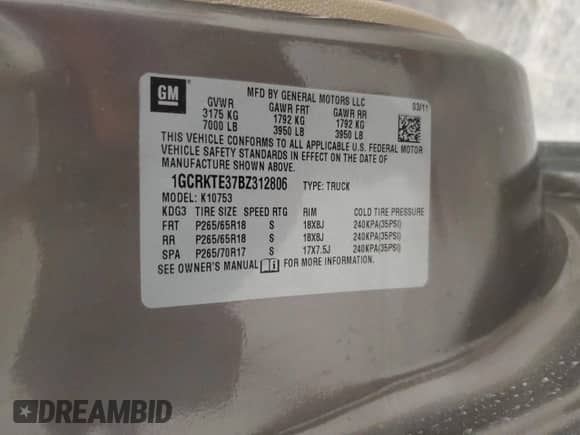 2011 Chevrolet Silverado 1500 LTZ z VIN 1GCRKTE37BZ312806, wystawiony jako Copart lot #42617685 z przebiegiem 183 134 mil mil oraz Szkoda całkowita • Salvage title. Historia ofert i sprzedaży dostępna na DreamBid. Obrazek 12.