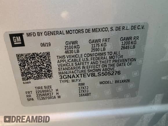2020 Chevrolet Equinox LT с VIN 3GNAXTEV8LS505276, выставлен на аукционе Copart как лот 83958965 с пробегом 46 249 миль миль и Чистый • Clean title. История ставок и продаж доступна на DreamBid. Изображение 13.