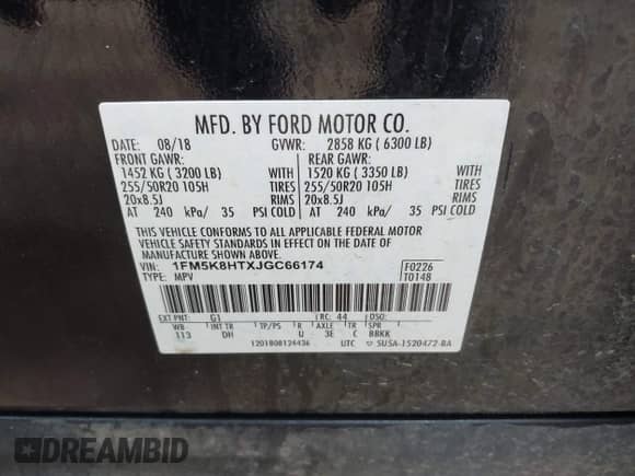 2018 Ford Explorer Platinum с VIN 1FM5K8HTXJGC66174, выставлен на аукционе IAAI как лот 43168793 с пробегом 92 435 миль миль и . История ставок и продаж доступна на DreamBid. Изображение 9.