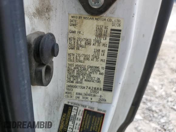 2016 Nissan Frontier S z VIN 1N6BD0CT3GN742888, wystawiony jako Copart lot #71429455 z przebiegiem 129 870 mil mil oraz Czysty tytuł • Clean title. Historia ofert i sprzedaży dostępna na DreamBid. Obrazek 12.