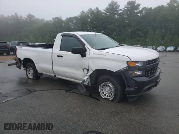 2019 Chevrolet Silverado 1500 Work Truck z VIN 3GCNYAEH5KG171148, wystawiony jako Copart lot #60955625 z przebiegiem 81 070 mil mil oraz Szkoda całkowita • Salvage title. Historia ofert i sprzedaży dostępna na DreamBid. Obrazek 4.