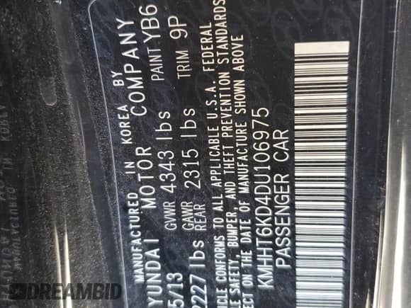 2013 Hyundai Genesis Coupe 2.0T с VIN KMHHT6KD4DU106975, выставлен на аукционе Copart как лот 78419054 с пробегом 128 021 миль миль и Списание • Salvage title. История ставок и продаж доступна на DreamBid. Изображение 12.