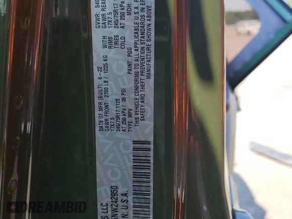 2022 Jeep Wrangler Unlimited Sport z VIN 1C4HJXDN5NW242950, wystawiony jako Copart lot #58730054 z przebiegiem Nie podano mil oraz Szkoda całkowita • Salvage title. Historia ofert i sprzedaży dostępna na DreamBid. Obrazek 15.