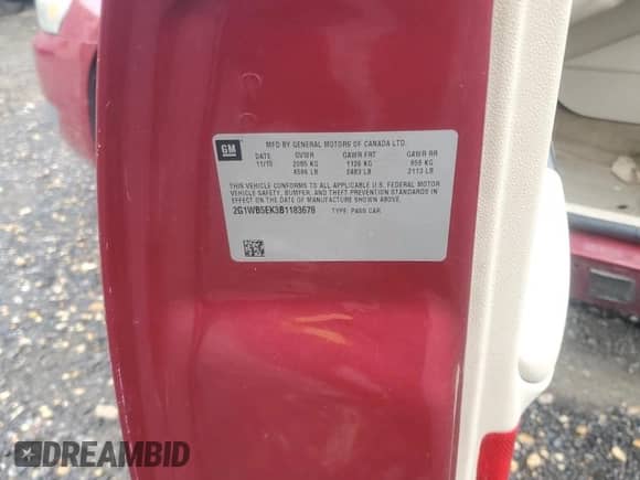 2011 Chevrolet Impala LT Retail с VIN 2G1WB5EK3B1183678, выставлен на аукционе Copart как лот 80208275 с пробегом 175 641 миль миль и Списание • Salvage title. История ставок и продаж доступна на DreamBid. Изображение 12.