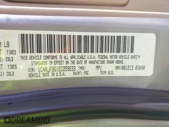 2014 Jeep Grand Cherokee Limited с VIN 1C4RJFBG1EC259233, выставлен на аукционе IAAI как лот 43322809 с пробегом 125 556 миль миль и . История ставок и продаж доступна на DreamBid. Изображение 9.