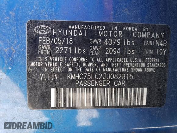 2018 Hyundai Ioniq SEL с VIN KMHC75LC2JU082315, выставлен на аукционе Copart как лот 49278674 с пробегом 32 313 миль миль и . История ставок и продаж доступна на DreamBid. Изображение 14.